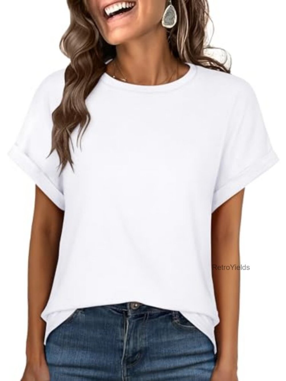 Oversized Crewneck Short Sleeve T-Shirt Soft Lightweight Casual Top